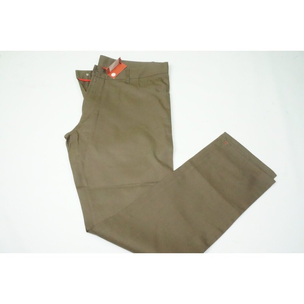 Isaia LC Seva Olive Green 100% Cotton Casual Mens Chino Pants 56L EU NEW